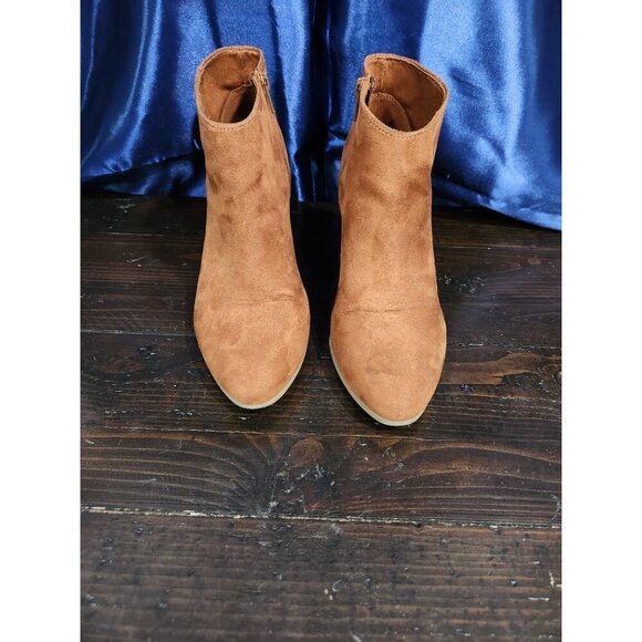 Old Navy Womens Size 8 Faux Suede Ankle Booties Brown - Picture 5 of 8